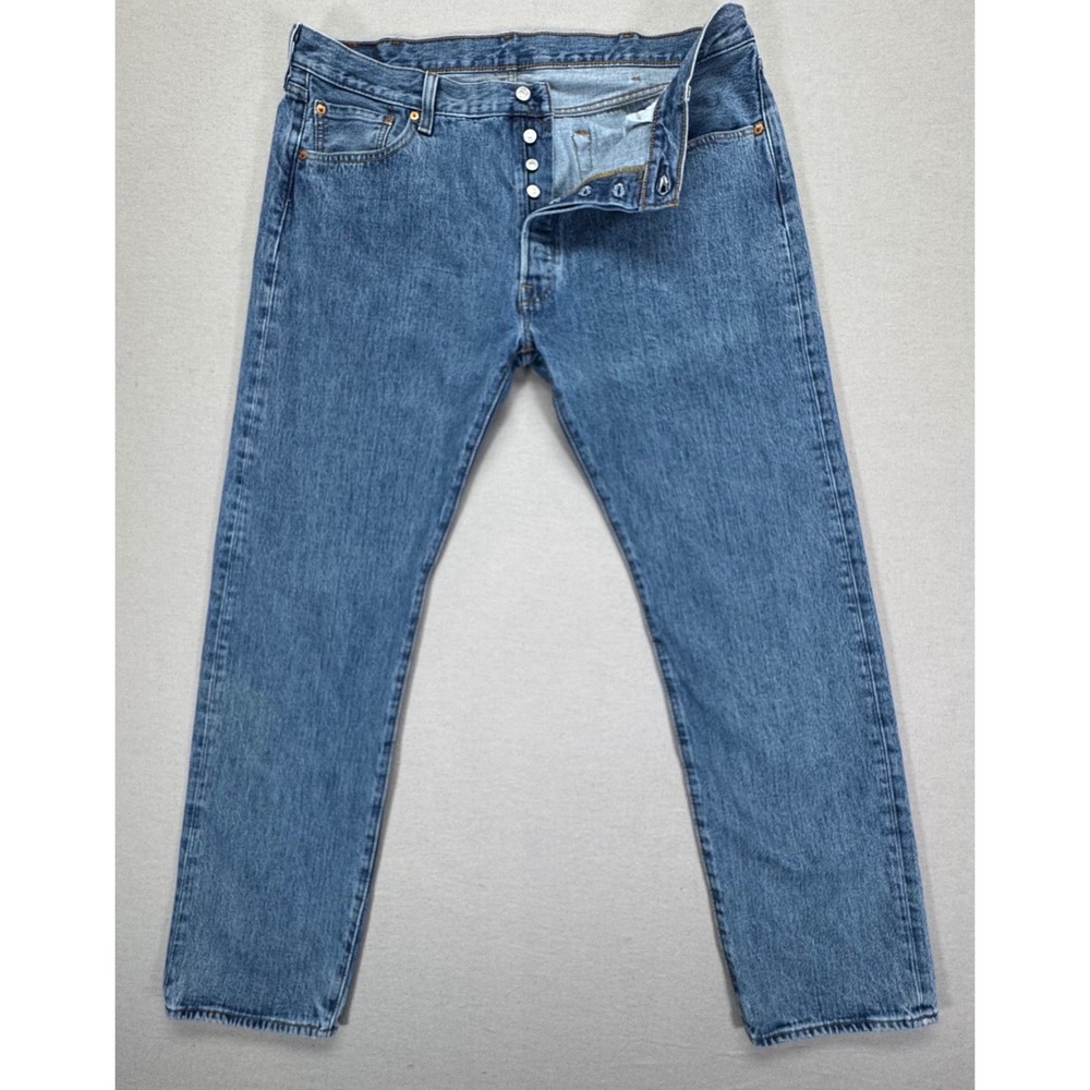 Levis 501 Original 2021 Straight Leg Button Fly Blue Jeans W40 L34 Medium Wash